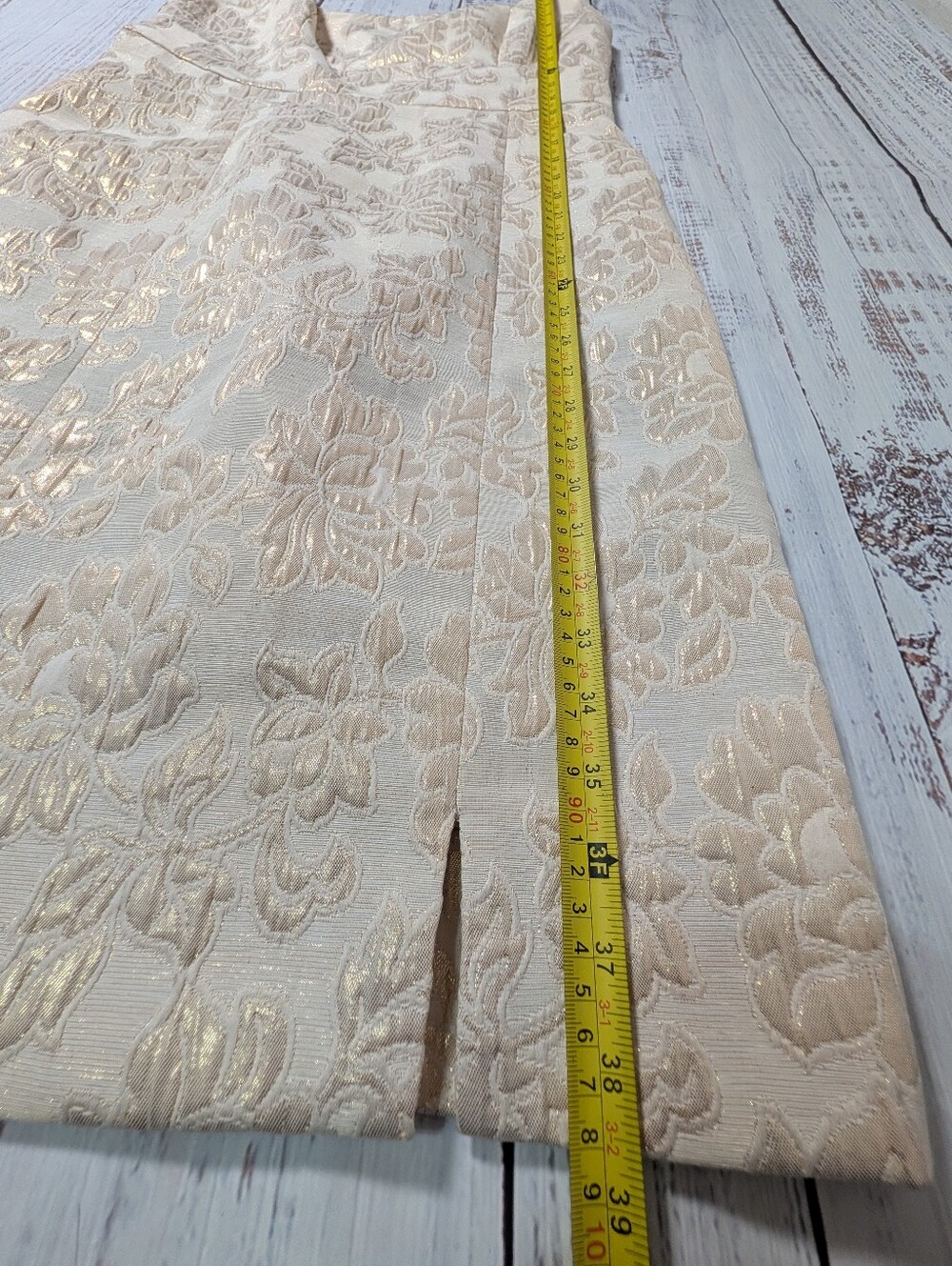 Evan Picone Gold Floral Brocade Sheath Dress Size 6 Cocktail Wedding - Picture 12 of 12